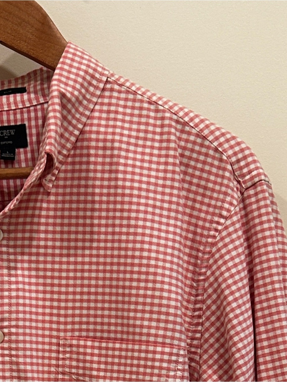 J. Crew Oxford Red and White Gingham Button-Down Shirt